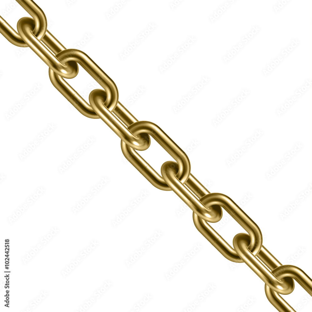 Fototapeta premium Metal golden chain 3D. Vector illustration.