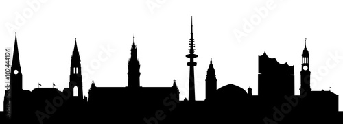 Obraz na płótnie Kleine Silhouette der Skyline Hamburgs w salonie