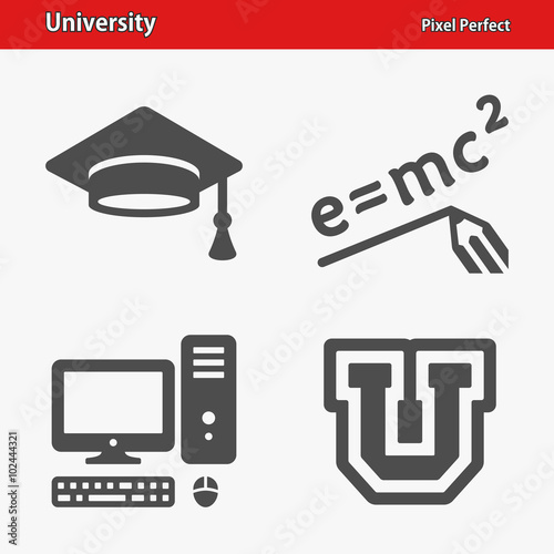 University Icons. Professional, pixel perfect icons optimized for both large and small resolutions. EPS 8 format.