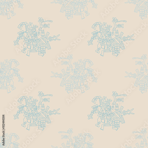 Seamless pattern with symbols from Aztec codices for your design