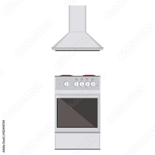 Kitchen stove and extractor hood