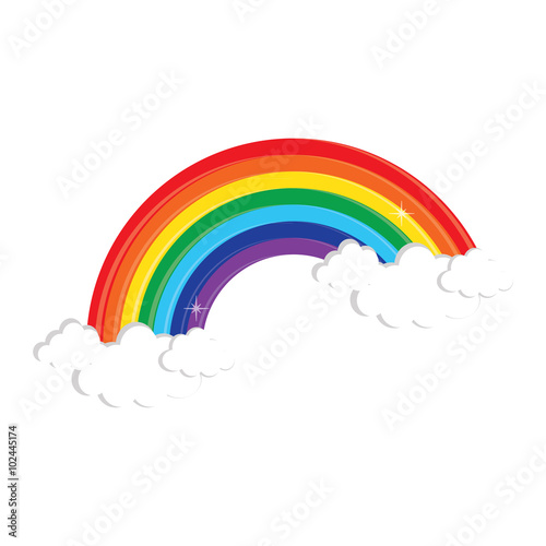 Rainbow and clouds in the sky