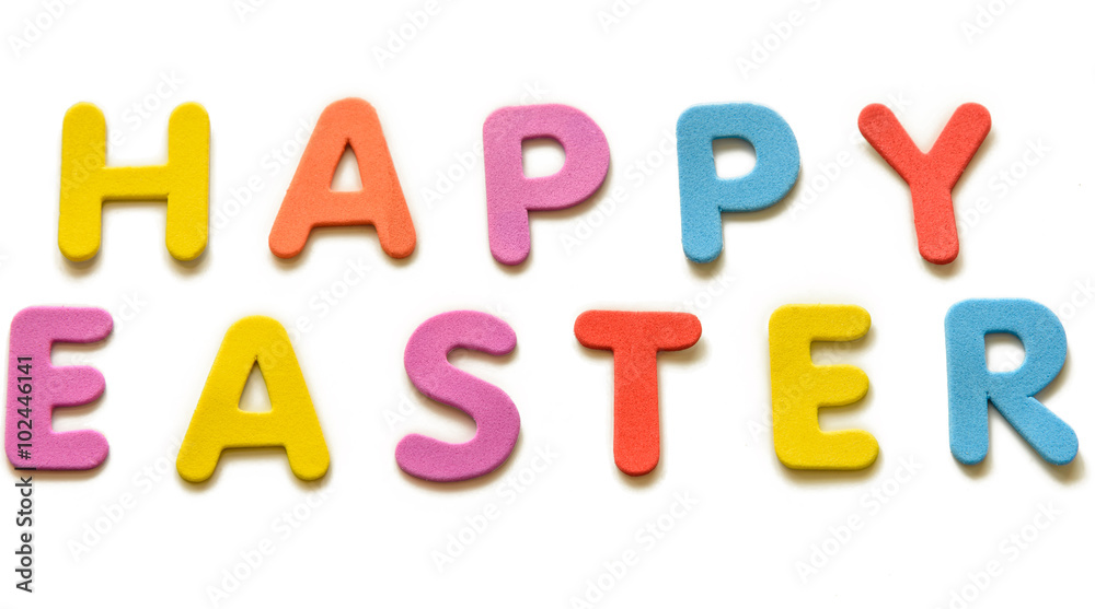 Text of big colorful letters Happy Easter on the white. Isolated Text of big colorful letters Happy Easter on the white. Isolated
