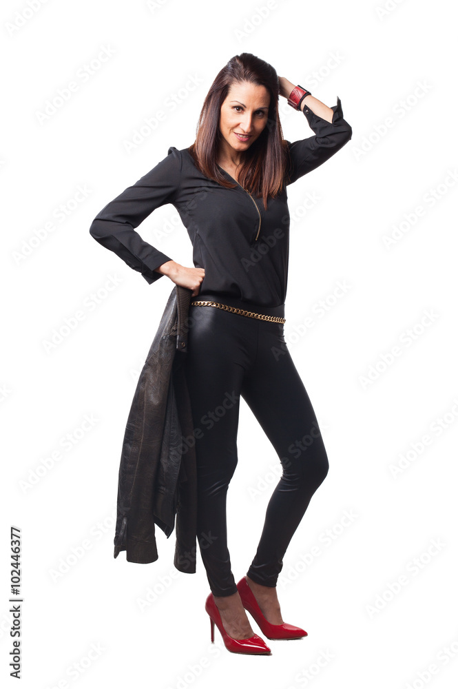 Fototapeta premium sexy woman wearing a black jacket