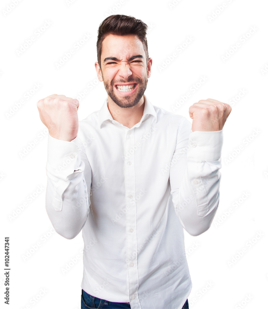 cool man doing a winner gesture cool man doing a winner gesture