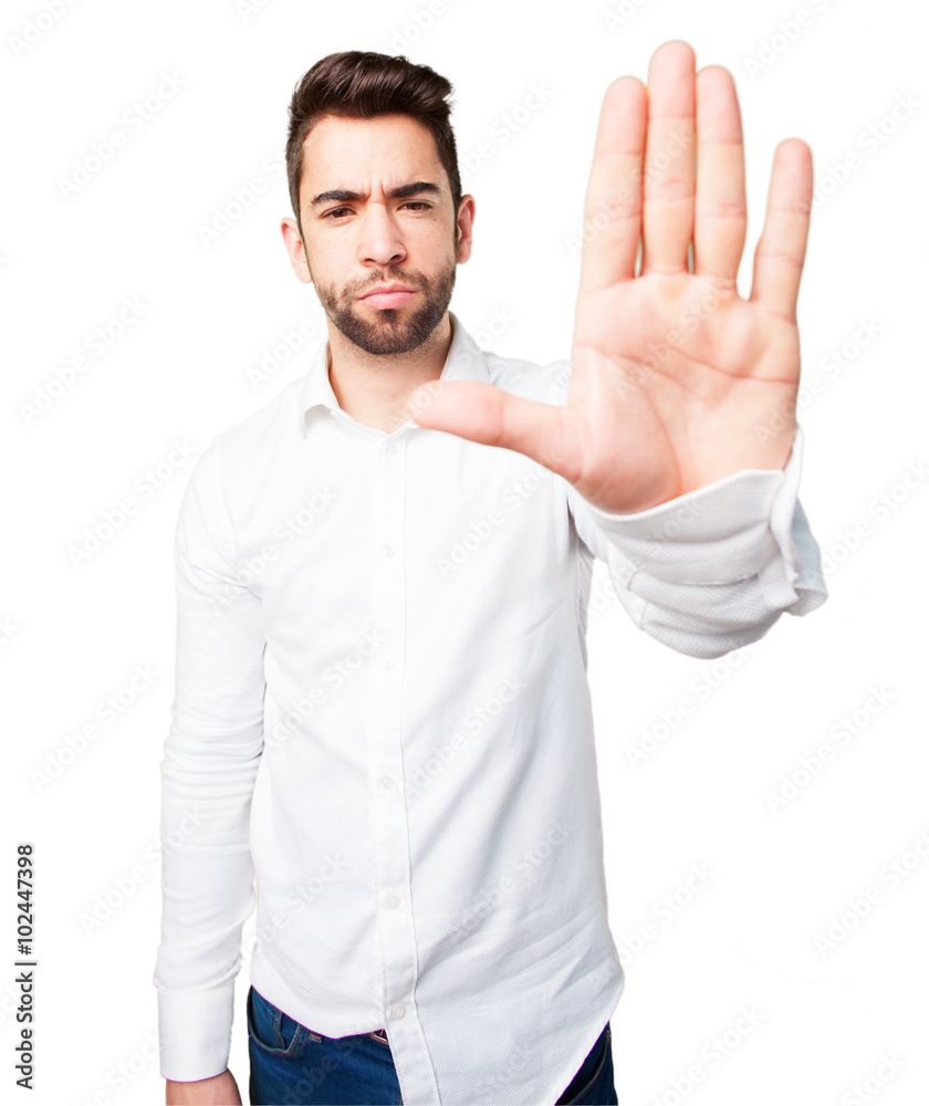 cool man doing a stop gesture cool man doing a stop gesture