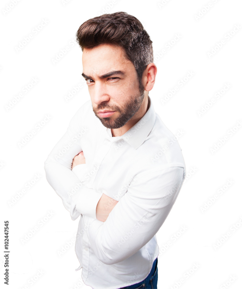 man doing a suspicious gesture man doing a suspicious gesture