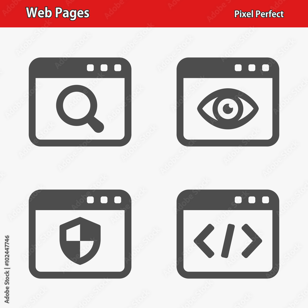 Web Pages Icons. Professional, pixel perfect icons optimized for both large and small resolutions. EPS 8 format. Web Pages Icons. Professional, pixel perfect icons optimized for both large and small resolutions. EPS 8 format.