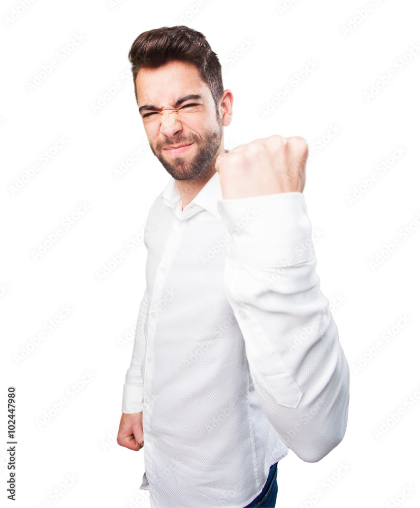 man doing a power gesture man doing a power gesture