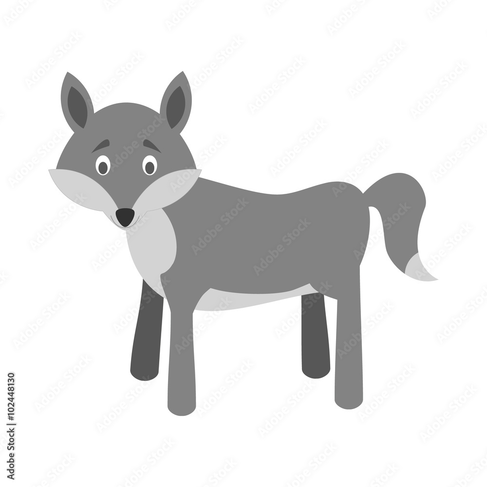 Obraz premium Cute cartoon wolf vector illustration