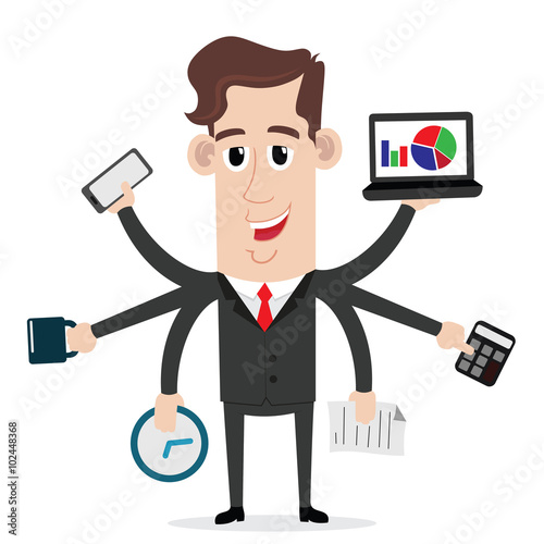 Businessman with multitasking and multi skills