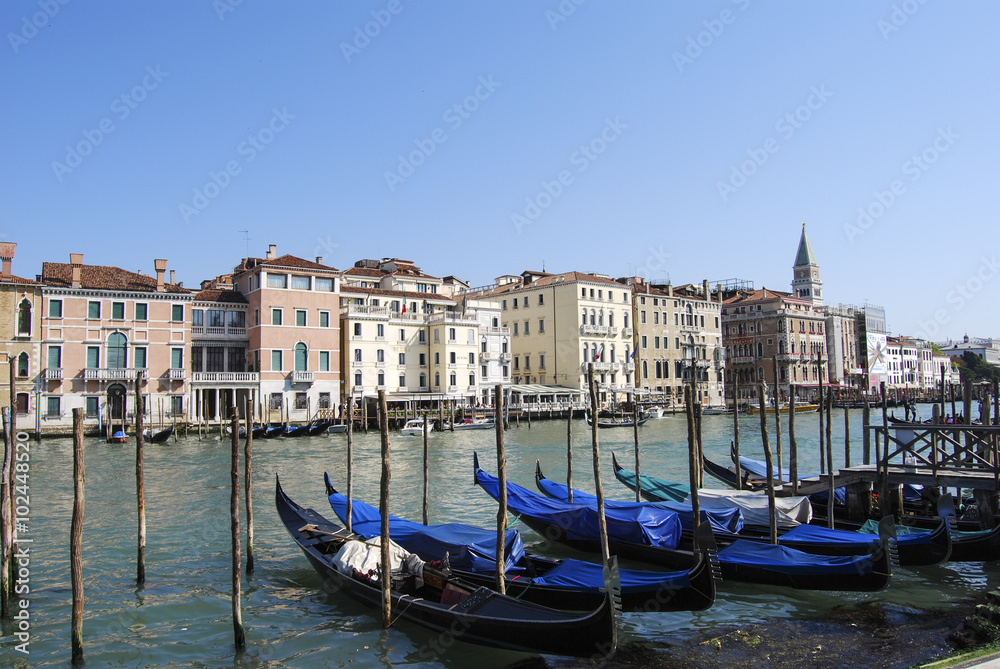 Gondolas on Venice canal