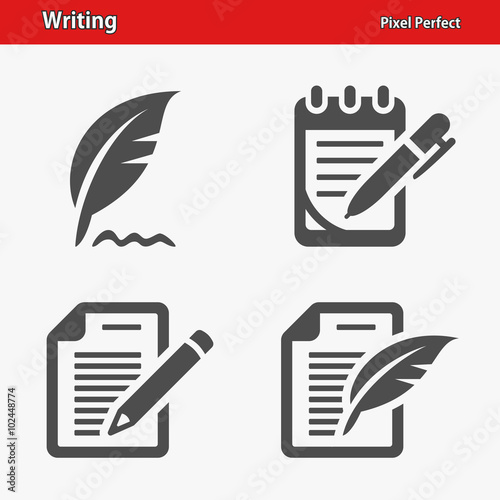 Writing Icons. Professional, pixel perfect icons optimized for both large and small resolutions. EPS 8 format.