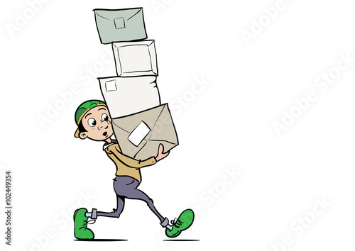 courier with lots of packages to deliver