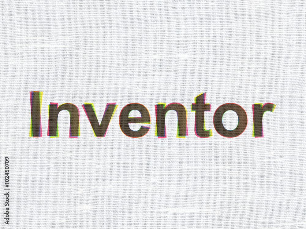 Science concept: Inventor on fabric texture background Science concept: Inventor on fabric texture background