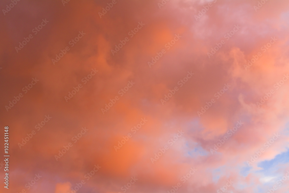 Dramatic sky in pink colours background.