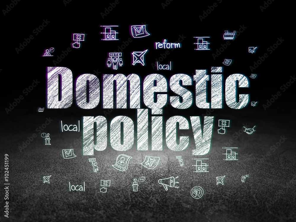 Obraz premium Political concept: Domestic Policy in grunge dark room