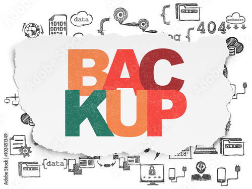 Database concept: Backup on Torn Paper background