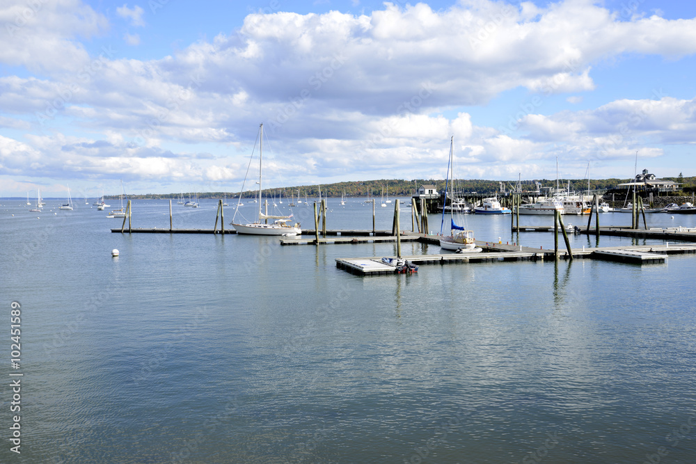 boats on Rockland Harbor in Maine