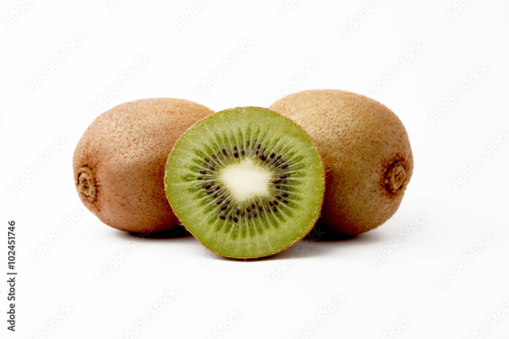 Green kiwi isolated on a white background Green kiwi isolated on a white background