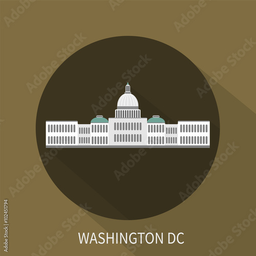 Capitol building in Washington DC. Vector icon.