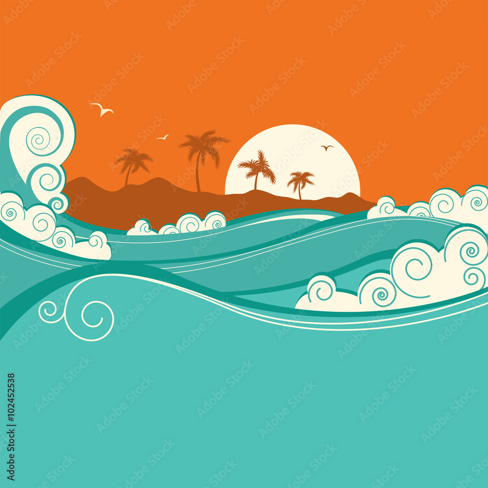Fototapeta premium Seaside background.Vector illustration