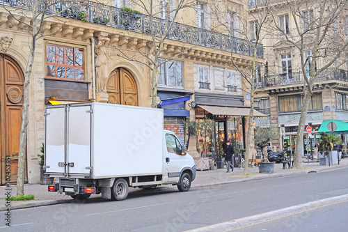 Photography Paris, France, February 6, 2016: truck on a parking in Paris, France