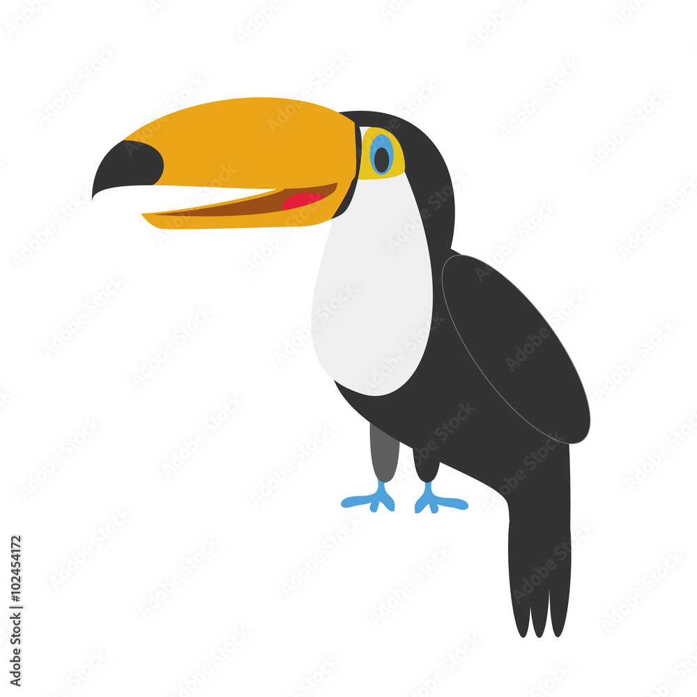 Obraz premium Cute cartoon toucan vector illustration