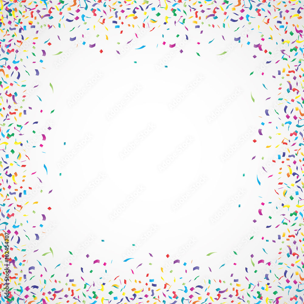 Abstract colorful confetti background. Isolated on the white. Vector holiday illustration.