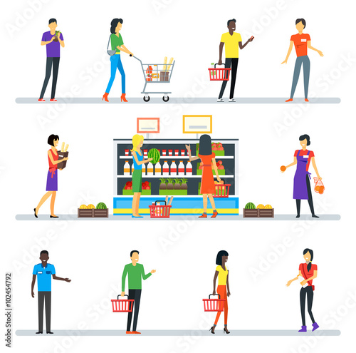 People in Supermarket Interior Design