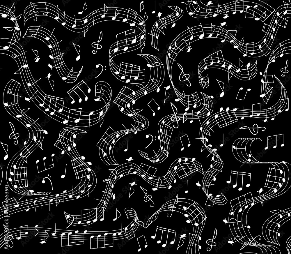 Musical vector seamless pattern with notes Musical vector seamless pattern with notes