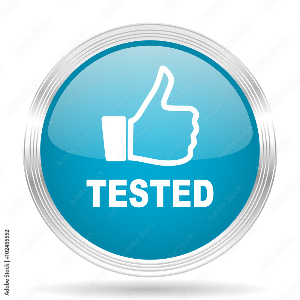 tested blue glossy metallic circle modern web icon on white background tested blue glossy metallic circle modern web icon on white background