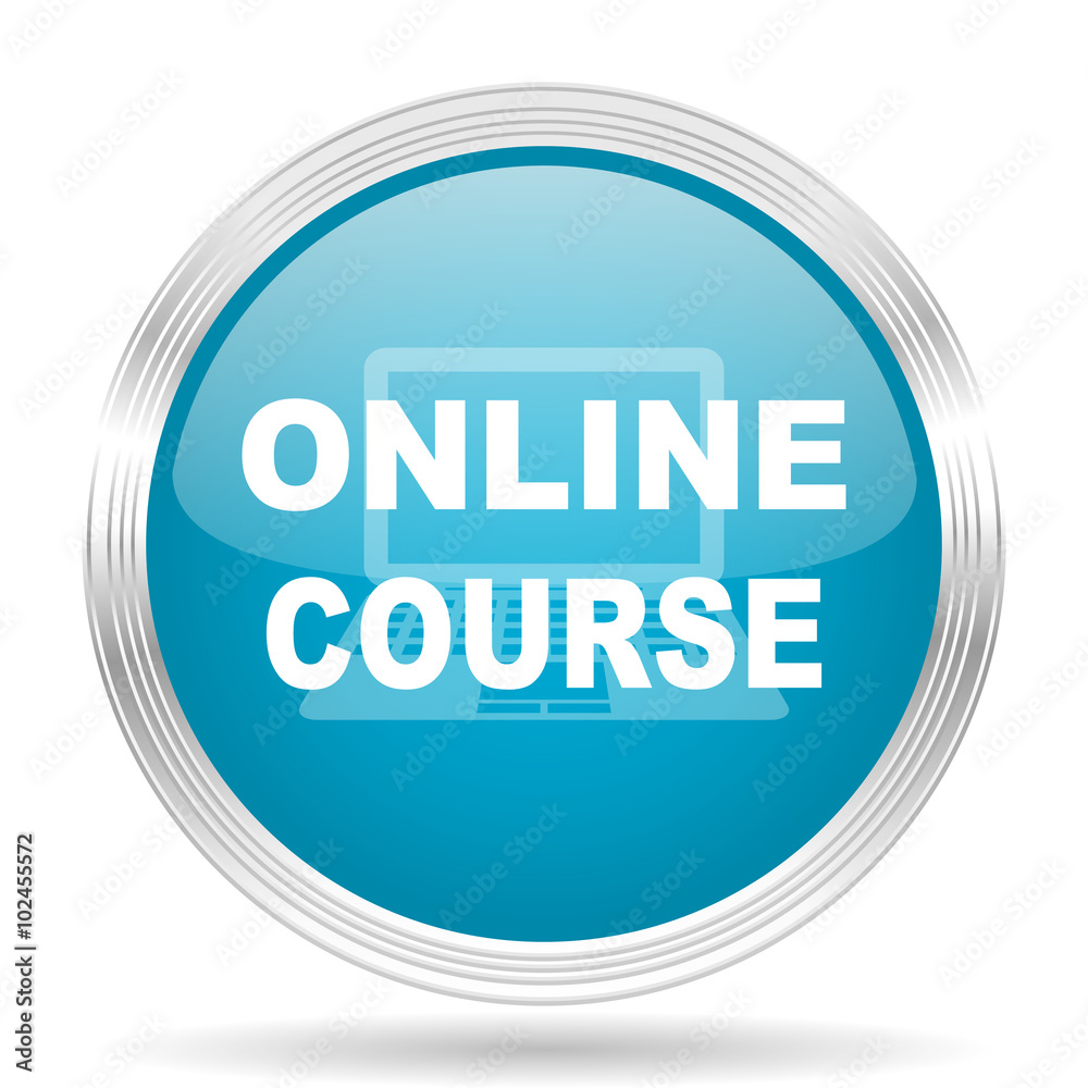 online course blue glossy metallic circle modern web icon on white background online course blue glossy metallic circle modern web icon on white background