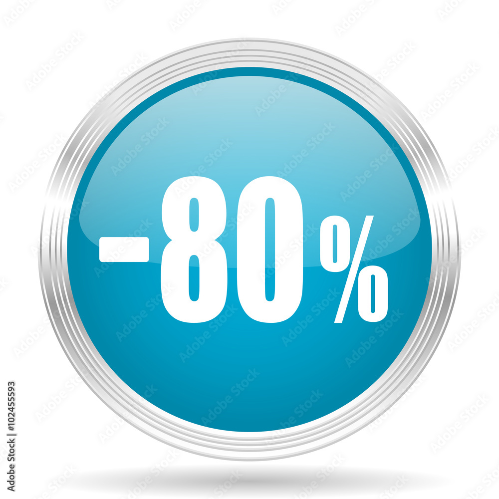 80 percent sale retail blue glossy metallic circle modern web icon on white background 80 percent sale retail blue glossy metallic circle modern web icon on white background