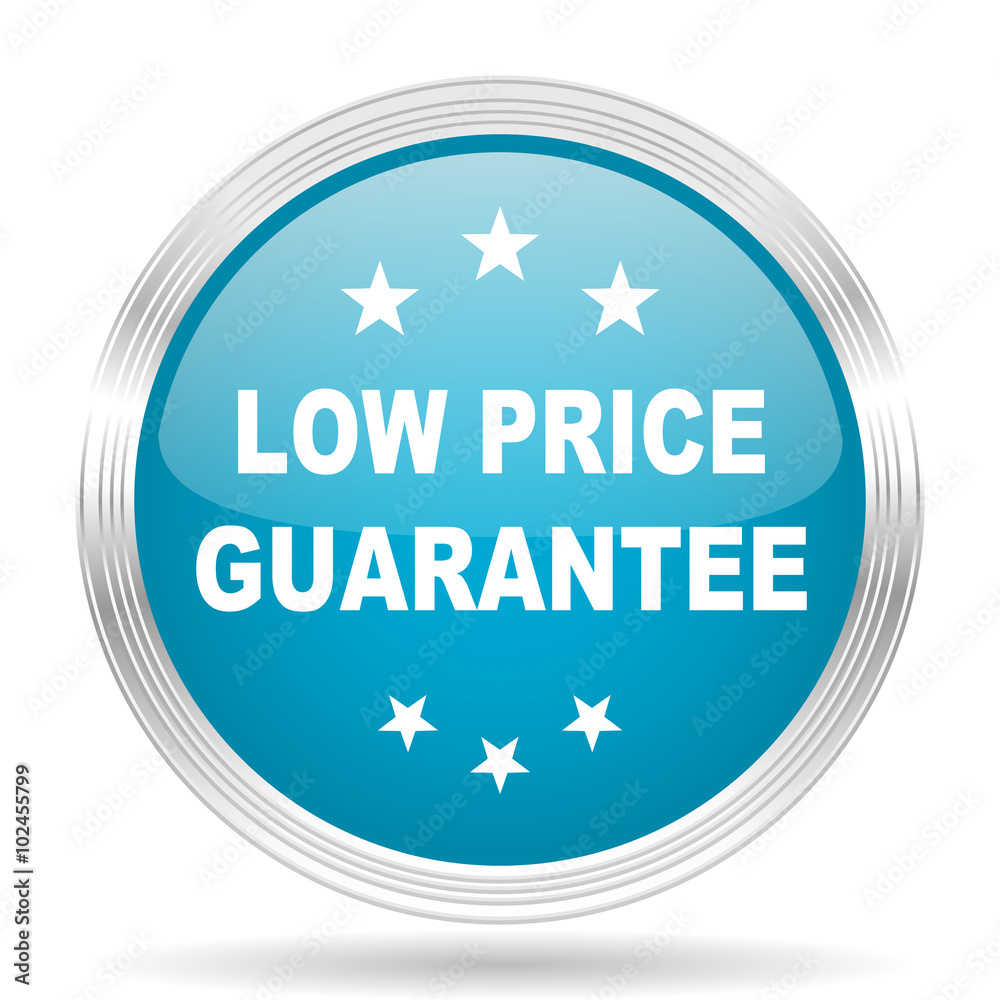 low price guarantee blue glossy metallic circle modern web icon on white background low price guarantee blue glossy metallic circle modern web icon on white background