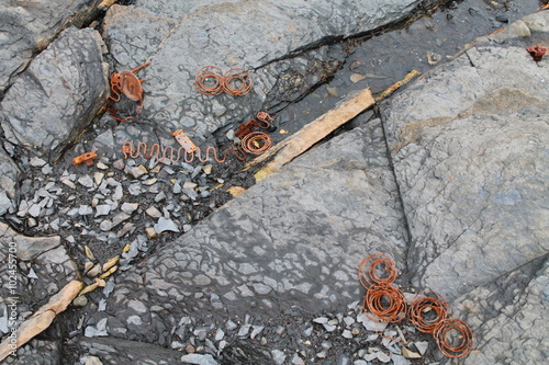Corroded metal on the beach