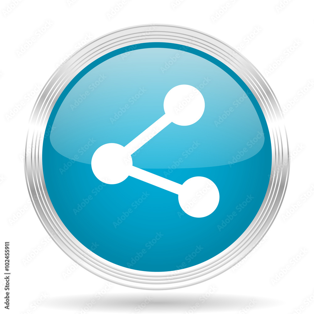 share blue glossy metallic circle modern web icon on white background share blue glossy metallic circle modern web icon on white background