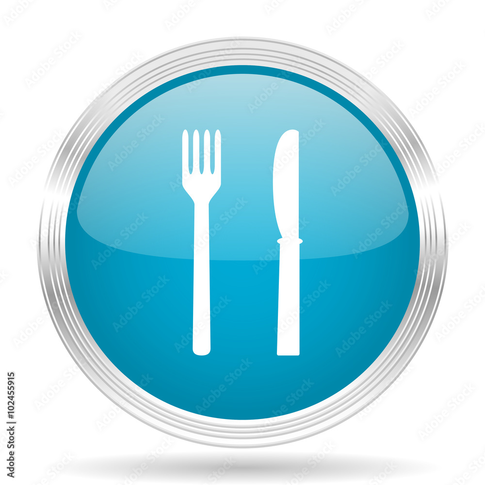 eat blue glossy metallic circle modern web icon on white background eat blue glossy metallic circle modern web icon on white background