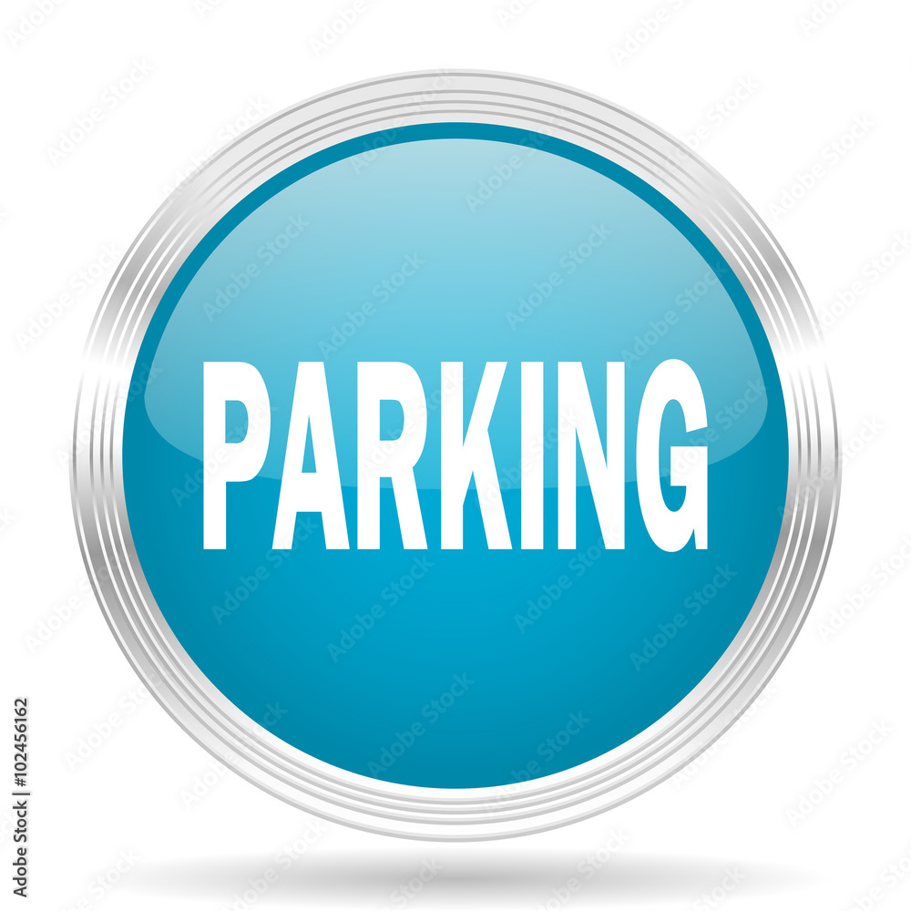 parking blue glossy metallic circle modern web icon on white background parking blue glossy metallic circle modern web icon on white background