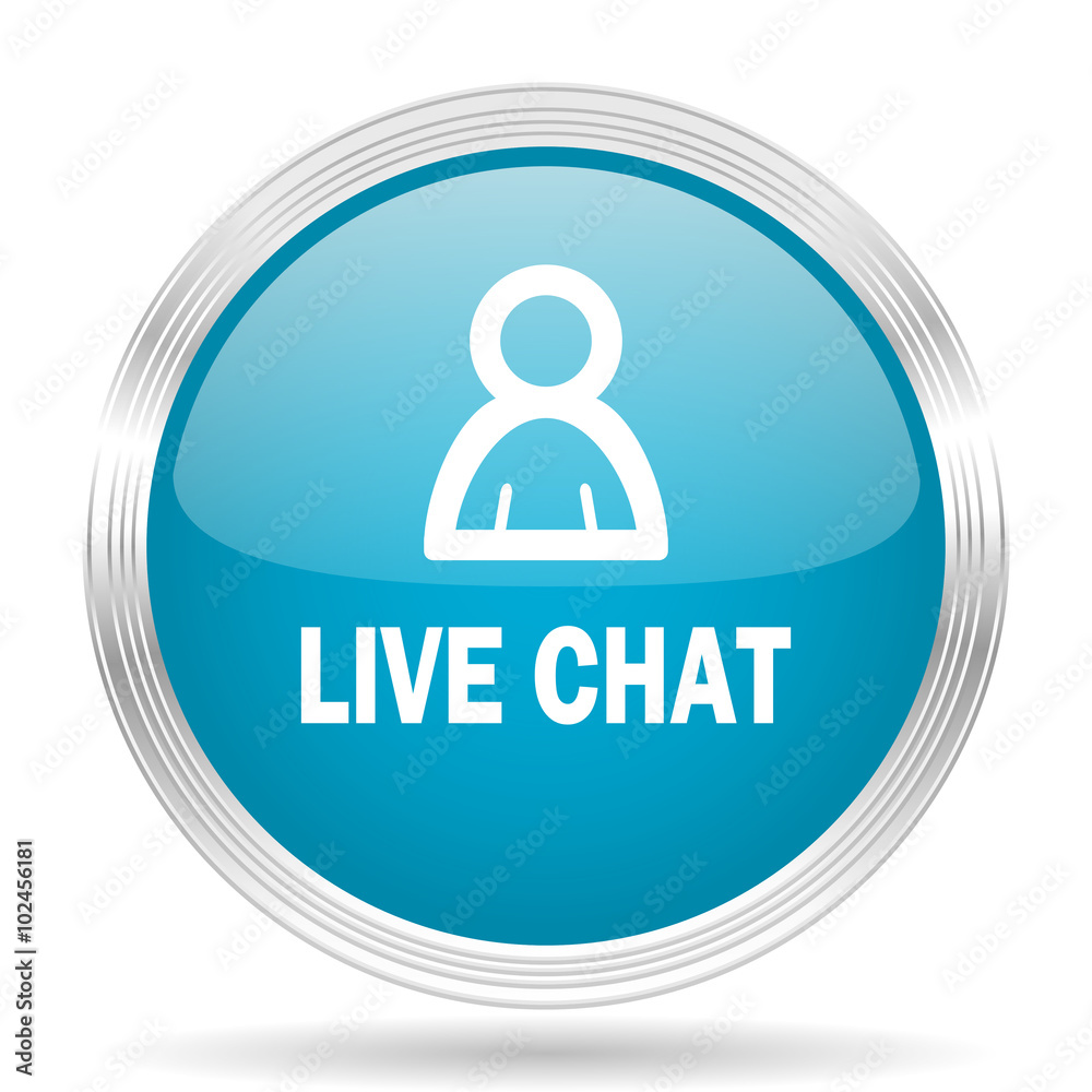 live chat blue glossy metallic circle modern web icon on white background live chat blue glossy metallic circle modern web icon on white background