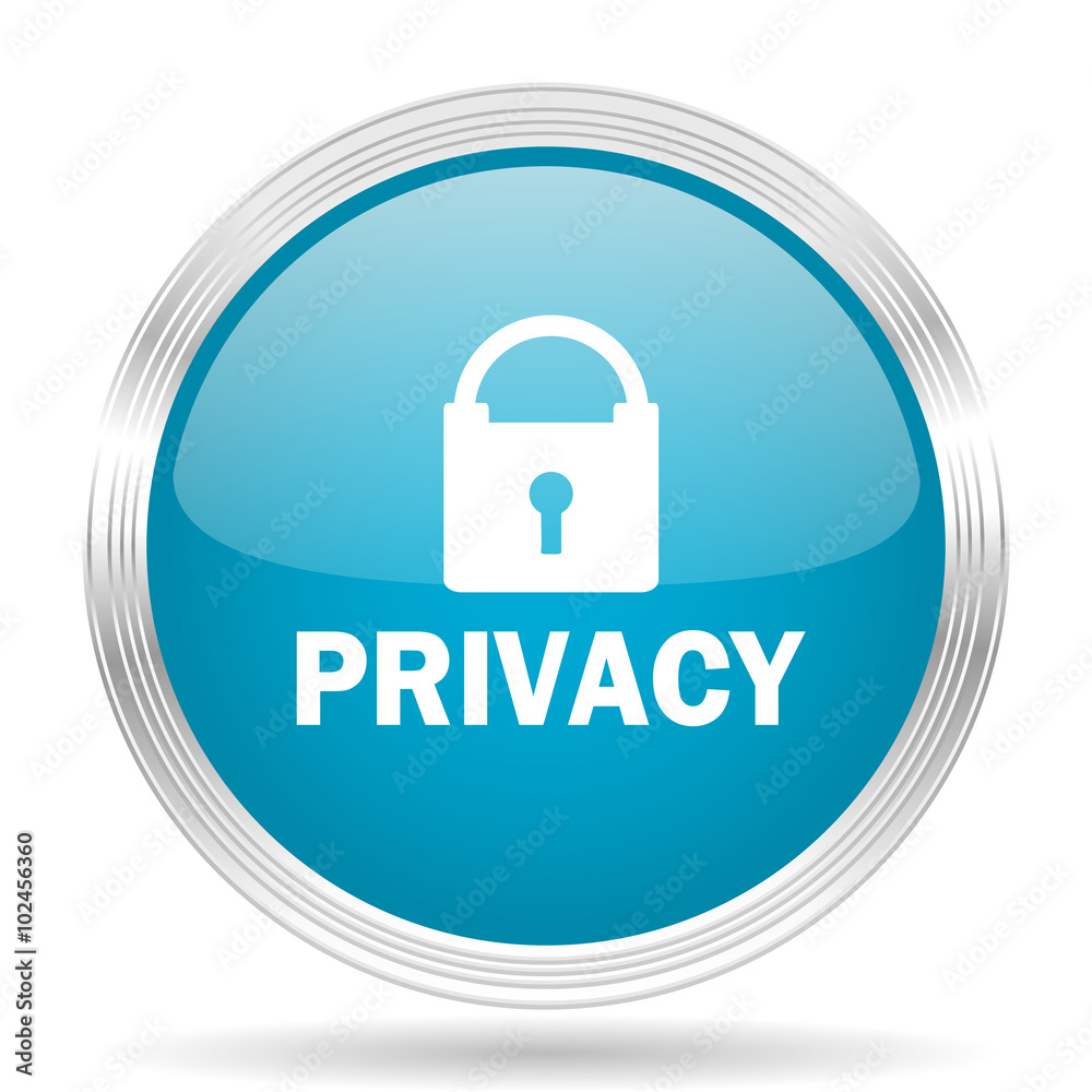 privacy blue glossy metallic circle modern web icon on white background privacy blue glossy metallic circle modern web icon on white background