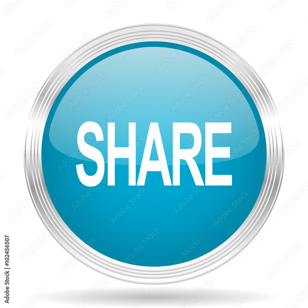 share blue glossy metallic circle modern web icon on white background share blue glossy metallic circle modern web icon on white background