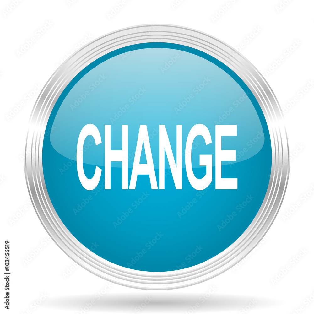 change blue glossy metallic circle modern web icon on white background change blue glossy metallic circle modern web icon on white background
