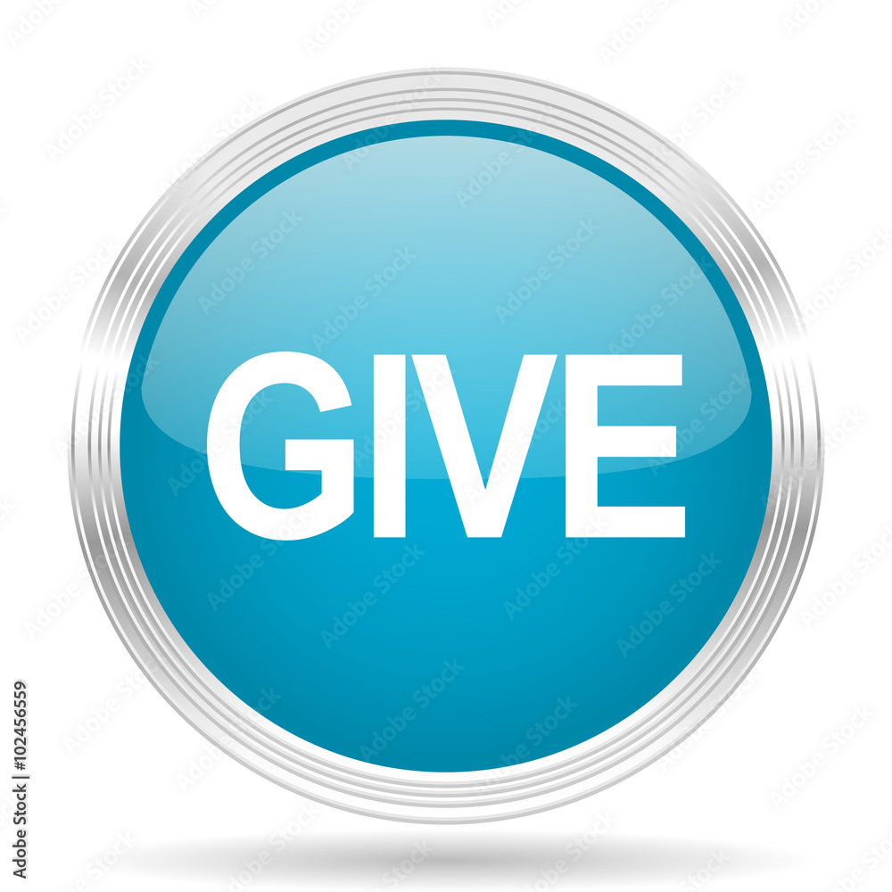 give blue glossy metallic circle modern web icon on white background give blue glossy metallic circle modern web icon on white background