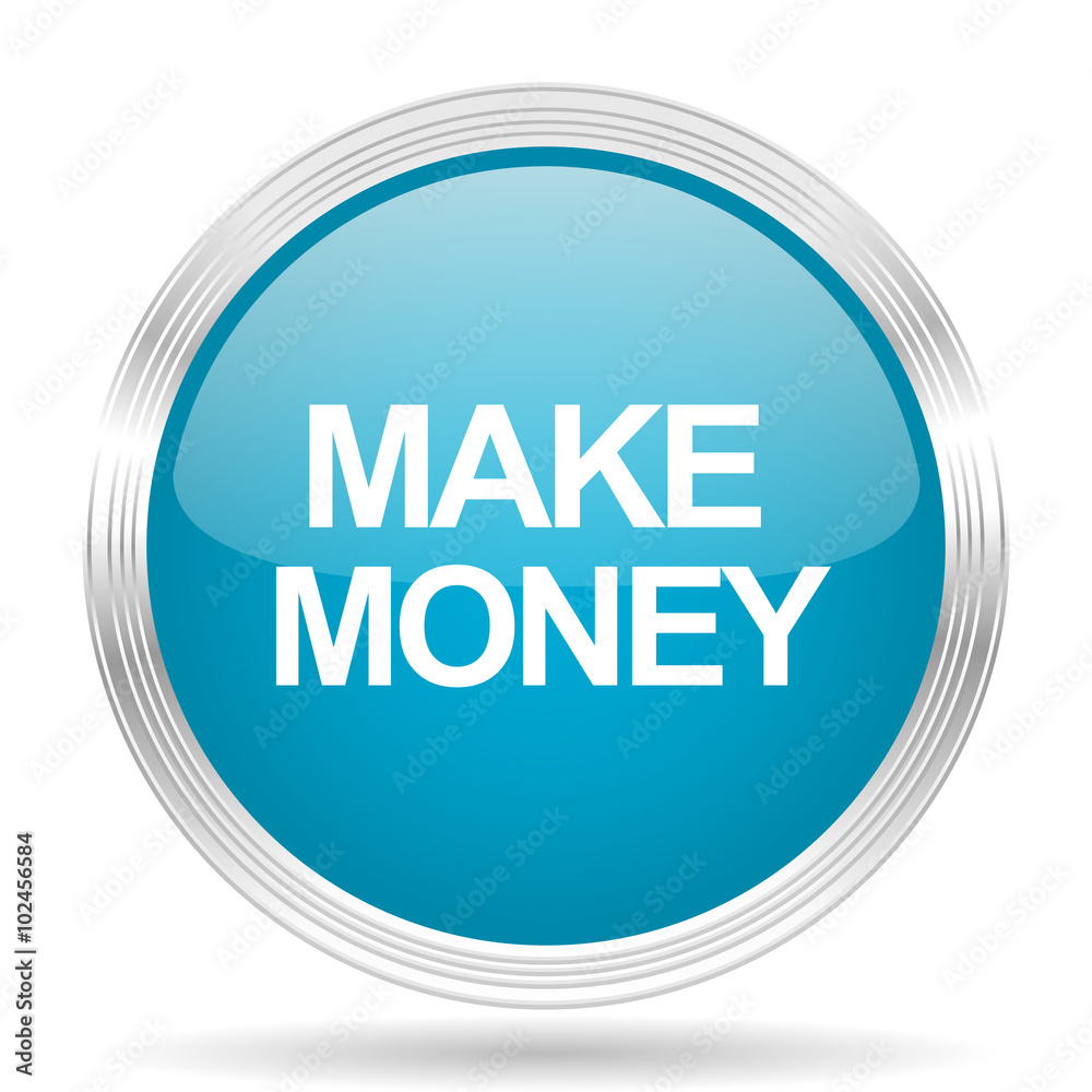 make money blue glossy metallic circle modern web icon on white background make money blue glossy metallic circle modern web icon on white background