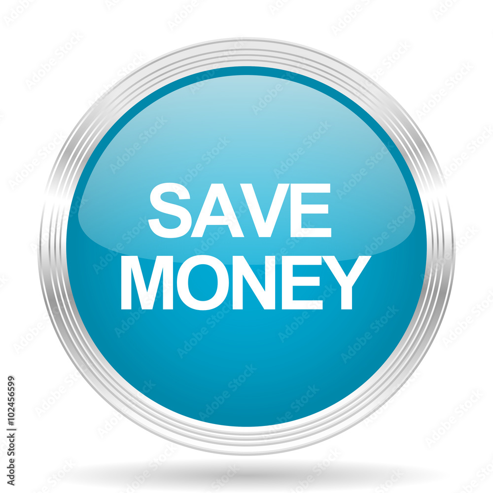 save money blue glossy metallic circle modern web icon on white background save money blue glossy metallic circle modern web icon on white background