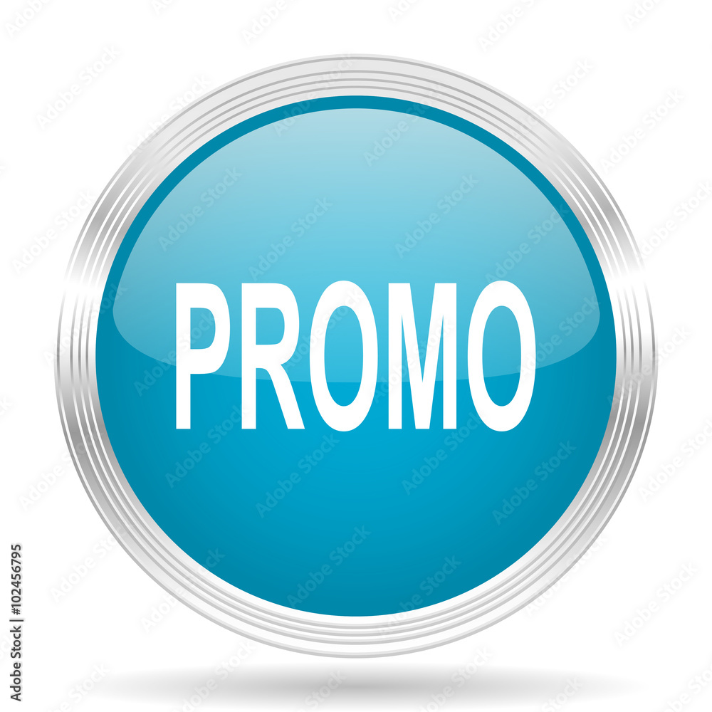 promo blue glossy metallic circle modern web icon on white background promo blue glossy metallic circle modern web icon on white background