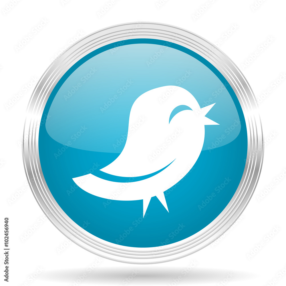 twitter blue glossy metallic circle modern web icon on white background twitter blue glossy metallic circle modern web icon on white background