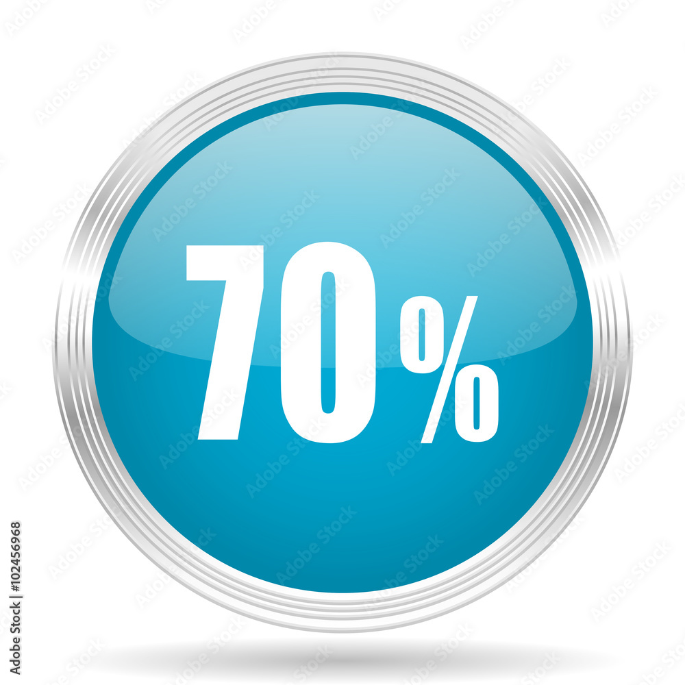 70 percent blue glossy metallic circle modern web icon on white background 70 percent blue glossy metallic circle modern web icon on white background