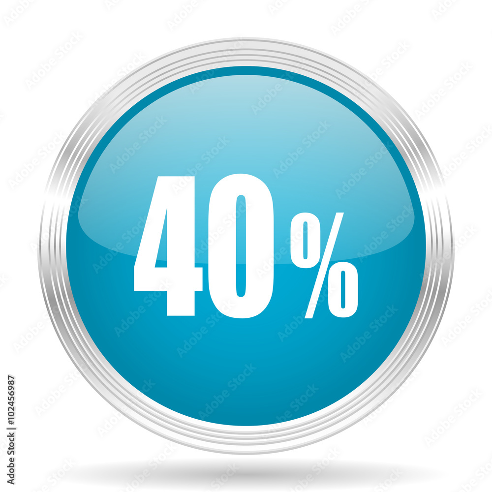 40 percent blue glossy metallic circle modern web icon on white background 40 percent blue glossy metallic circle modern web icon on white background